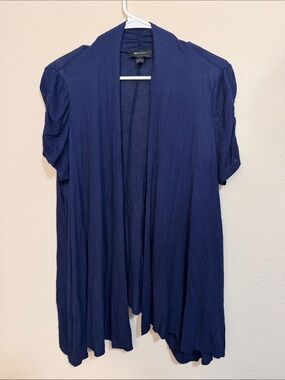 AB Studio Navy Open-Front Short Sleeve Cardigan